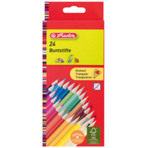 herlitz Crayons de couleur triangulaires, étui carton de 6