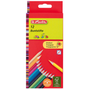 herlitz Crayons de couleur triangulaires, étui carton de 6