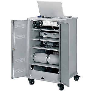 nobo Armoire mobile multimédia en aluminium, 4 plateaux