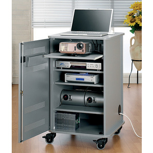 nobo Armoire mobile multimédia en aluminium, 4 plateaux