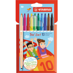 STABILO Feutre/feutre à pointe fine Trio 2en1 enfants, étui