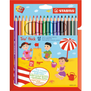 STABILO Crayon de couleur Trio long, corps large, étui de 24