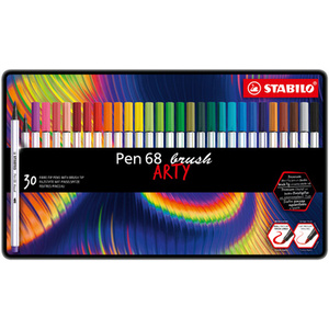 STABILO Feutre pinceau Pen 68 brush ARTY, étui métal de 30