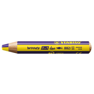 STABILO Crayon multi-talents woody 3en1 duo, jaune/bleu cyan