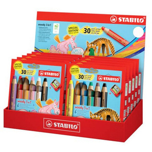 STABILO Crayon multi-talents woody 3 en 1, présentoir 30 ans