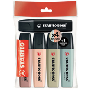 STABILO Surligneur BOSS ORIGINAL NatureCOLORS, étui de 5