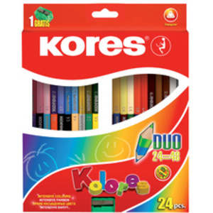 Kores Crayons de couleur 'DUO', étui carton de 24 + taille-