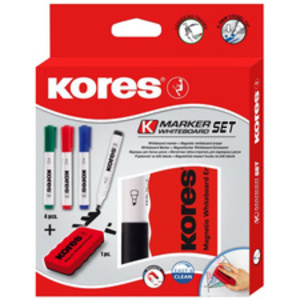 Kores Kit de marqueurs pour tableau blanc, 4 marqueurs +