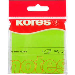 Kores Note adhésive 'NEON', 75 x 75 mm, uni, vert fluo