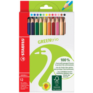 STABILO Crayon de couleur GREENtrio, épais, étui en carton