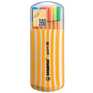 STABILO Feutre à pointe fine point 88, étui rayé fluo de 20