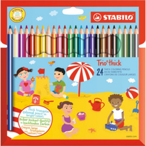 STABILO Crayon de couleur Trio long, corps large, étui de 12