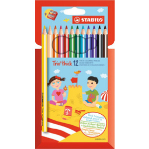 STABILO Crayon de couleur Trio long, corps large, étui de 12