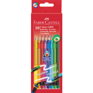 FABER-CASTELL Crayons de couleur gommable avec grip, étui