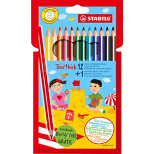 STABILO Crayon de couleur Trio long, corps large, étui de 12