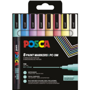 POSCA Marqueur à pigment PC3M, étui de 8, couleurs douces
