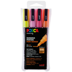 POSCA Marqueur à pigment PC3ML pailleté, étui de 4, assorti