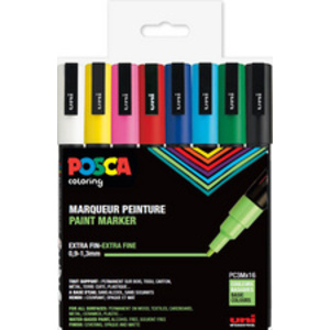POSCA Marqueur à pigment PC3M, étui de 4, assorti