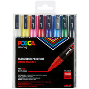 POSCA Marqueur à pigment PC3M, étui de 4, assorti