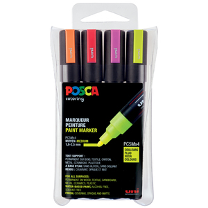 POSCA Marqueur à pigment PC5M, étui de 4, couleurs fluo