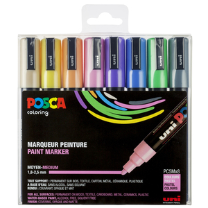 POSCA Marqueur à pigment PC5M, étui de 8, couleurs pastel