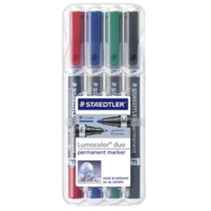 STAEDTLER Marqueur permanent 348 Lumocolor duo, étui de 4