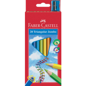 FABER-CASTELL Crayons de couleur Jumbo triangulaire, 20 étui