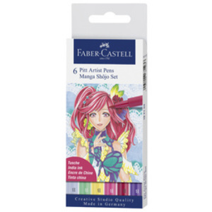 FABER-CASTELL Feutre PITT artist pen Manga Sh'jo, étui de 6