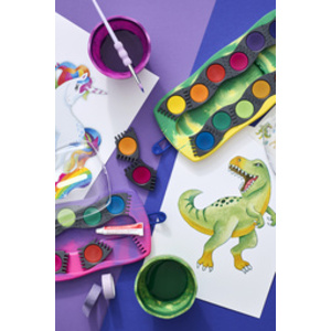 FABER-CASTELL Boîte de peinture CONNECTOR Dino, 12 couleurs