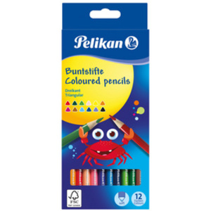 Pelikan Crayons de couleur triangulaires minces, étui en