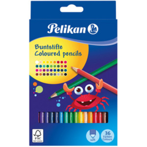 Pelikan Crayon de couleur hexagonal mince, étui de 36