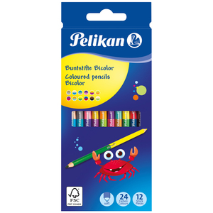 Pelikan Crayons de couleur Bicolor, rond, étui en carton de