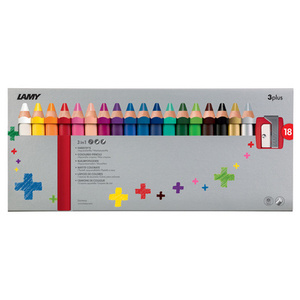 LAMY Crayon de couleur 3-en-1 3plus, étui carton de 18