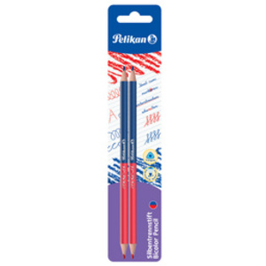Pelikan Crayon bicolore fin, rouge/bleu, carte blister de 2