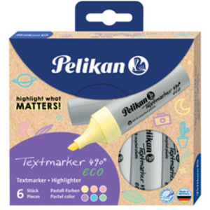 Pelikan Surligneur 490 eco, étui de 6, couleurs fluo