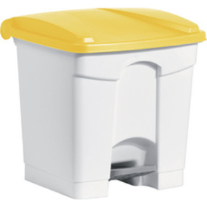 helit Poubelle à pédale 'the step', 30 litres, blanc/rouge