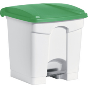 helit Poubelle à pédale 'the step', 30 litre, blanc/vert