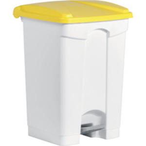 helit Poubelle à pedale 'the step', 45 litres, blanc/jaune