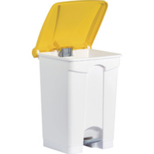 helit Poubelle à pedale 'the step', 45 litres, blanc/jaune
