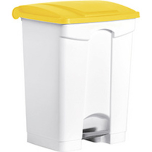 helit Poubelle à pédale 'the step', 70 litres, blanc/rouge