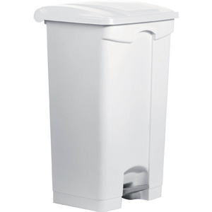 helit Poubelle à pédale 'the step', 90 litres, blanc/rouge