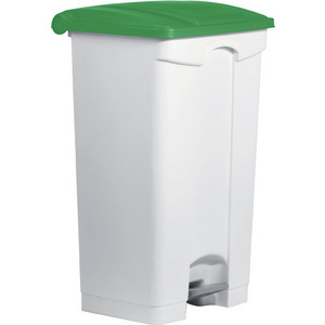 helit Poubelle à pédale 'the step', 90 litres, blanc/vert