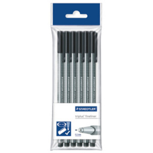 STAEDTLER Fineliner triplus, noir, 6 pièces en sachet