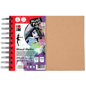 Marabu Cahier à spirale 'Mixed Media', format A5, 300 g/qm,