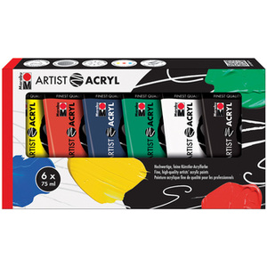 Marabu Set de peinture acrylique 'Artist Acryl', 6 x 75 ml,