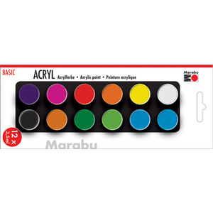 Marabu Set de peinture acrylique 'BASIC', 12 x 3,5 ml