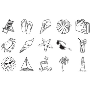 HEYDA Kit de tampons à motif 'vacances', en boîte ronde