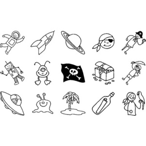 HEYDA Kit de tampons à motifs 'pirates & astronaute', boîte