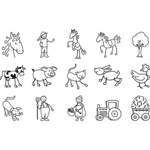 HEYDA Kit de tampons à motif 'chevaux & ferme', boîte ronde