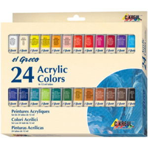 KREUL Peinture acrylique el Greco, 12 ml, set de 24